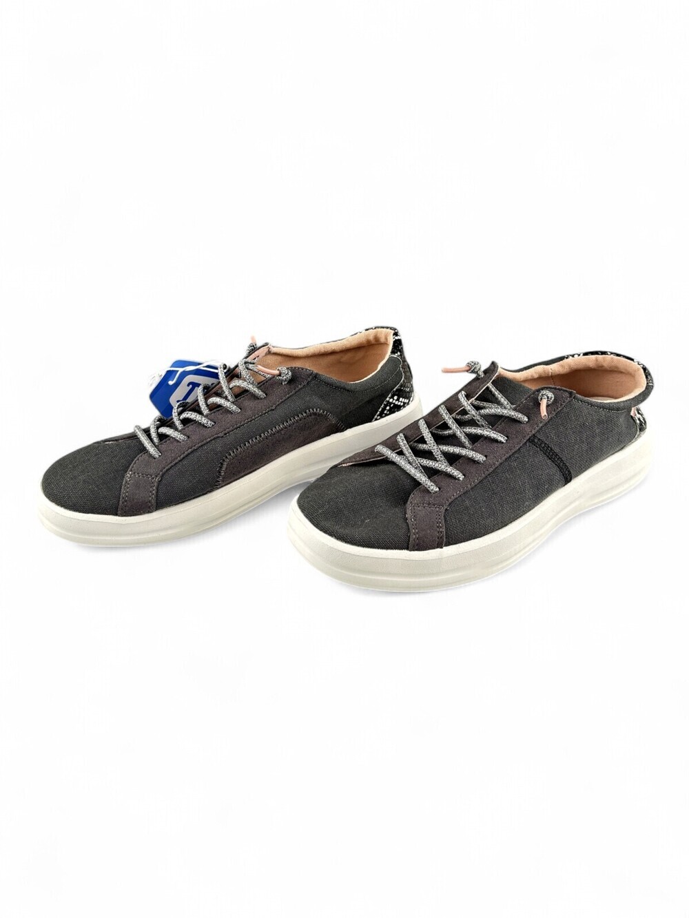 Hey Dude Women Canvas Lace-Up Sneakers Loafers Sz 10 Gray